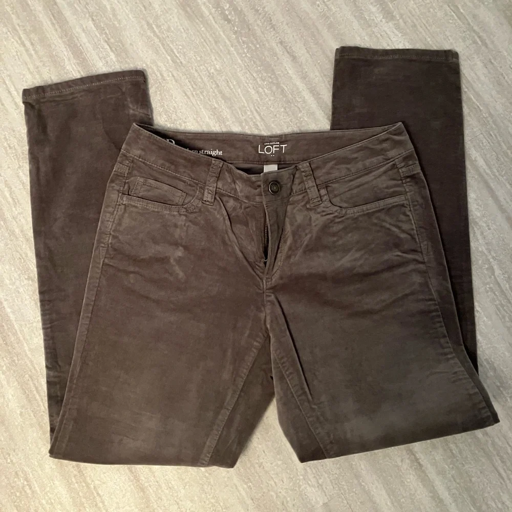 Loft grey modern straight velour-like pants - size 6P
